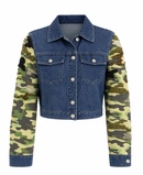 Kamuflaj Kollu Denim Ceket
