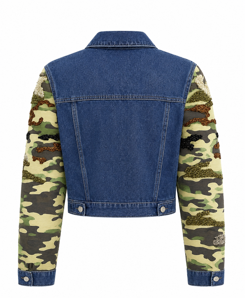 Kamuflaj Kollu Denim Ceket